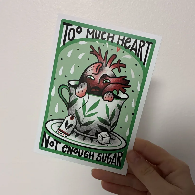 Carte postale thé au coeur brisé
